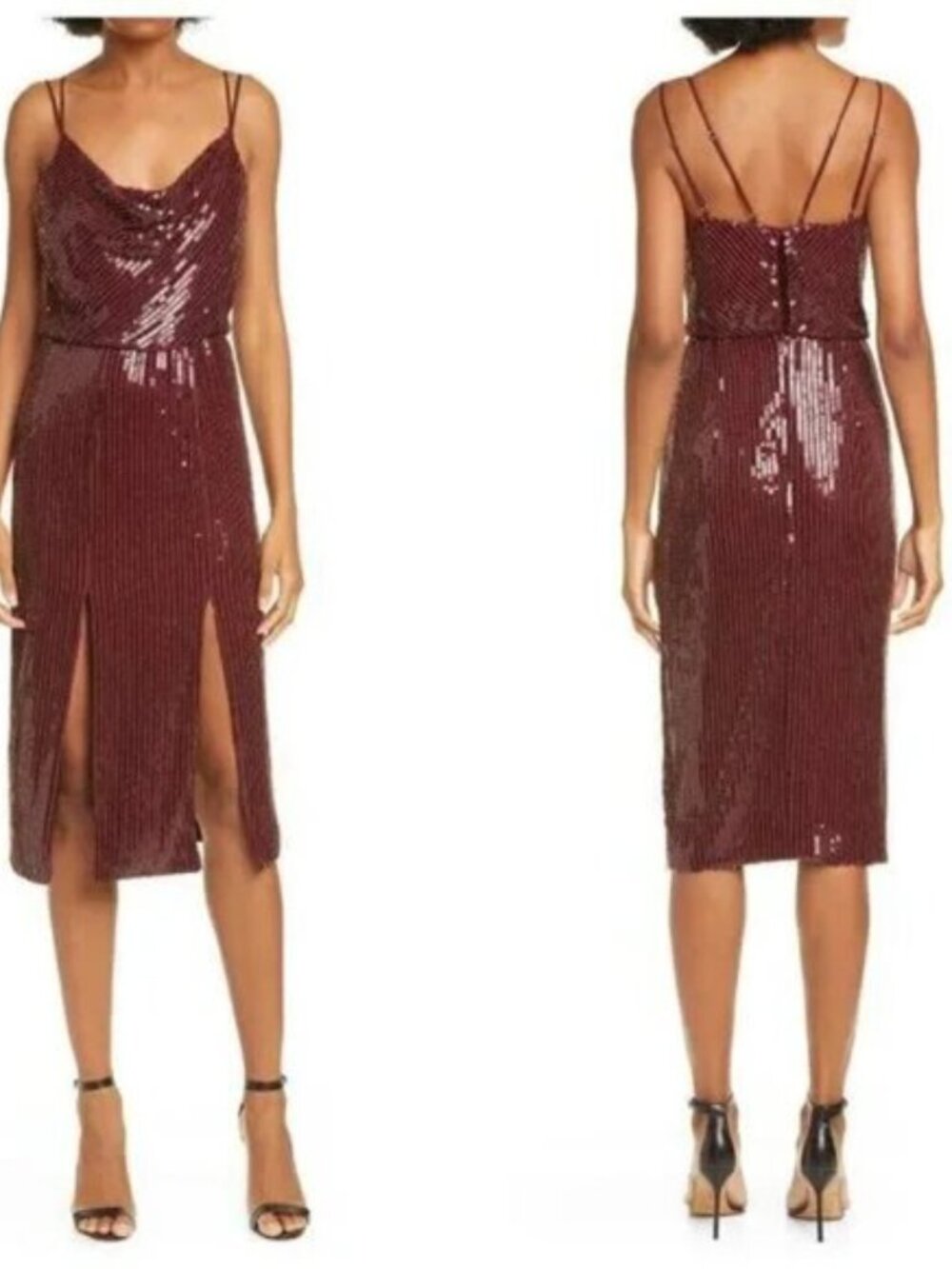 HANEY Elise Sequin Blouson Cocktail Dress